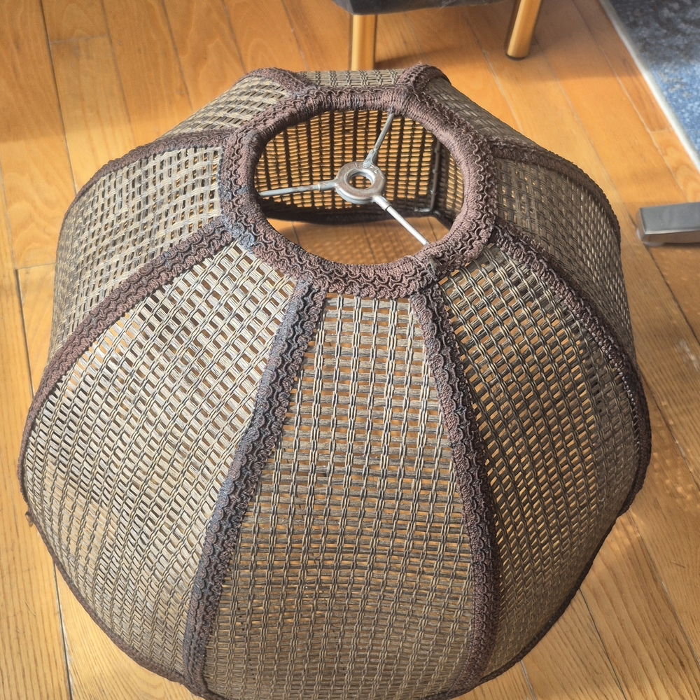 Large Brown Rattan Wicker Lampshade